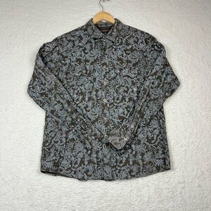 Ariat Men's Dark Gray Paisley Button-Down Shirt Size XL